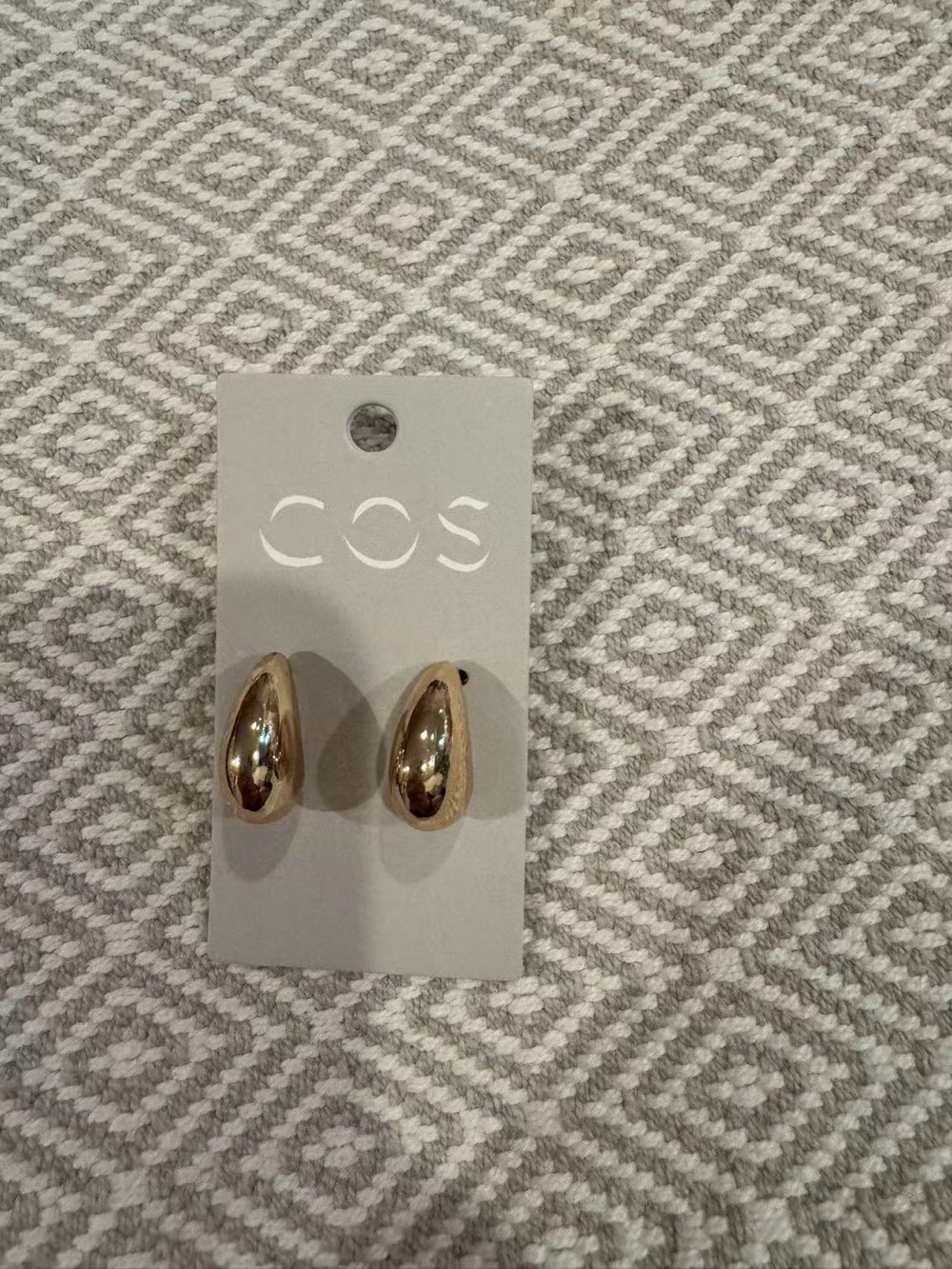COS Polished Gold Teardrop Stud Earrings
